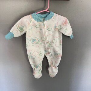 VINTAGE Gerber Sleeper PJs 0-6 months Made in the USA White Blue Clouds
